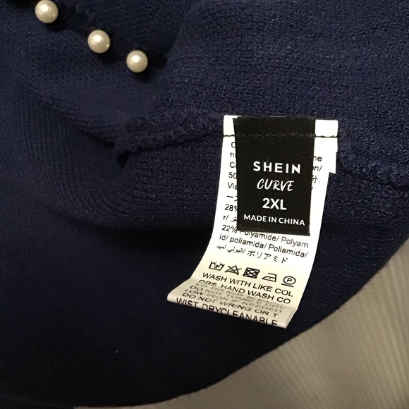 Elegant Navy Sweater with Pearl Accents - Picture 3 of 4